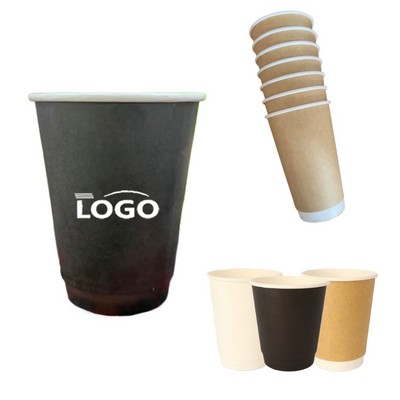 12oz Thickened Disposable Kraft Paper Double Wall Tea Coffee Cup