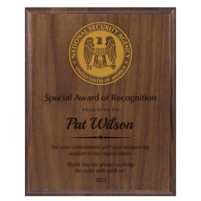Standard Solid Walnut Laser Plaque w/ Foil Highlights (5"x7")