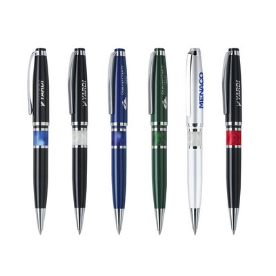 Resin Accented Brass Ballpoint Twist Metal Pen