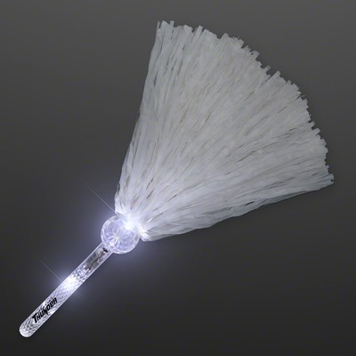 Light Up Team Spirit White Pom Poms - PRINTED