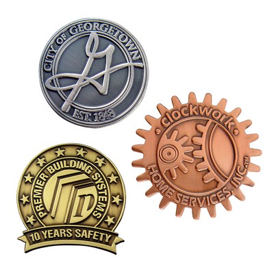 Lapel Pin Die Struck Antique Finish (1-1/4")