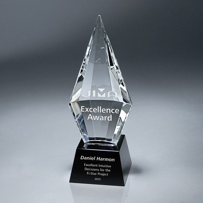 Faceted Crystal Spearhead on Black Base