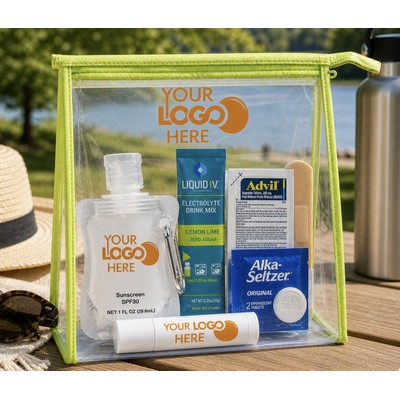 Outdoor Hydration & Wellness Kit in Clear Zipper Pouch