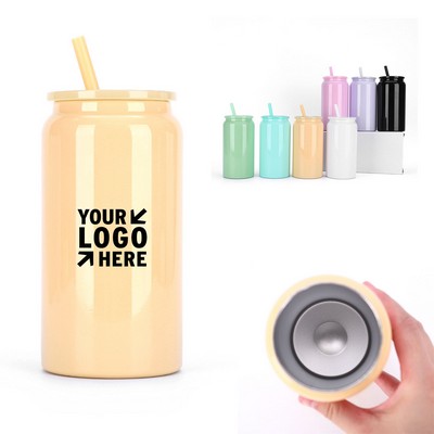 16 Oz. Stainless Steel Insulated Cup w/ Straw