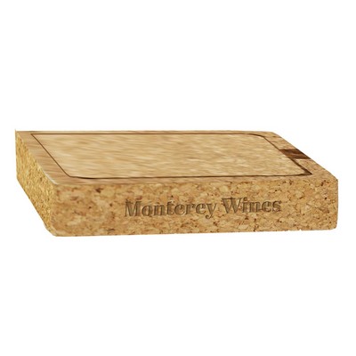 Square Cork Coaster w/Lasered Holder (Set of 4)