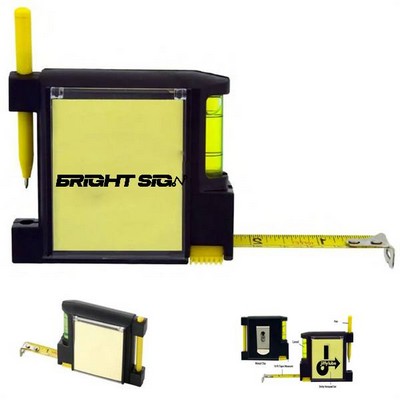Mini Tape Measure with Level, Notepad, and Pen