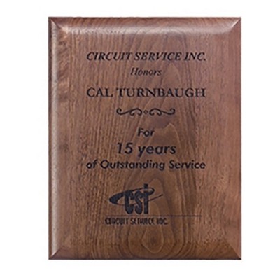 Genuine Walnut Satin Finish Rectangle Plaque, 8"x10"