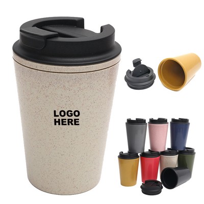 Custom 350ml Portable Double Wall Wheat Straw Coffee Cup