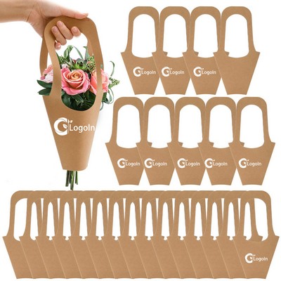 Kraft Paper Flowers Gift Bouquets Bag with Handle
