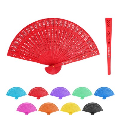 Wood Handheld Folding Hand Fan With Hollow Design