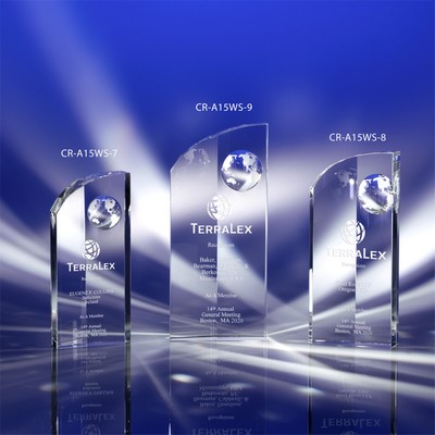 Global Edge Crystal Globe Award 7"H