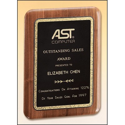 American Walnut Plaque with Florentine Plate, 8 x 10 1/2"