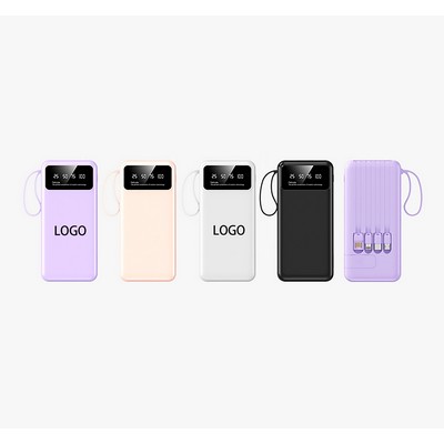 High Capacity Portable Power Bank with Built in Cables
