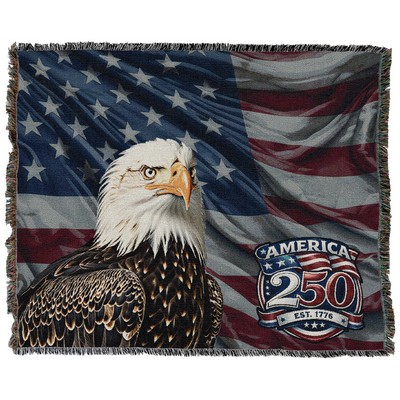 America 250 Jacquard Woven 100% Cotton Blanket Collection size 54"x72" - Multiple Custom Designs