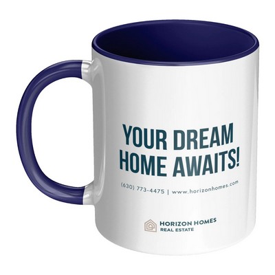 Navy Blue Two-Tone 11 Oz Ceramic Mug