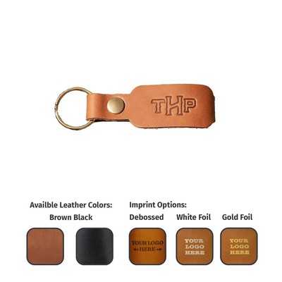 Full-Grain Leather Belt Loop Keychain w/Flat Split Ring - Made in USA