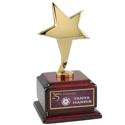 Gold Star Performer On Rosewood Base Award