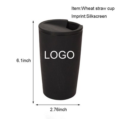 Custom Eco Friendly Wheat Straw Reusable Unbreakable Tumbler Mug w/Lid
