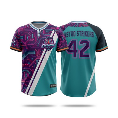 Men's and Kids' Sublimation 2-Button Baseball Jersey -