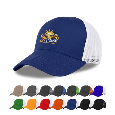 Mesh Back Snapback Cotton Trucker Hat