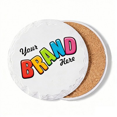 Round Vintage Distressed Edge Absorbent Ceramic Coaster