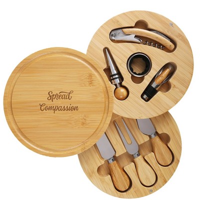 8-Piece Bamboo Cheese & Wine Board Set