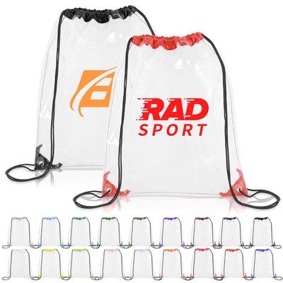 Clear Drawstring Cinch Backpack (Ocean)