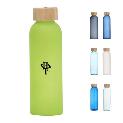 17oz Frosted Glass Bottle with Bamboo Lid