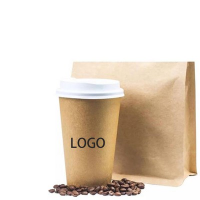 90 Caliber Disposable Hot Drink Paper Cup Kraft Paper Milk Tea Cup Thickened Coffee Hollow Single An
