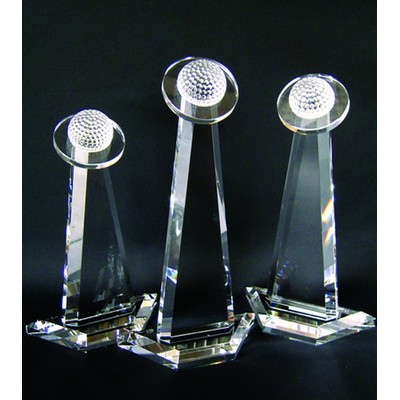 Golf Tower Optical Crystal Award/Trophy 11"H - Variant A