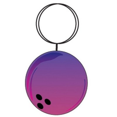 Purple Bowling Ball Key Chain w/Clear Mirrored Back (2 Square Inch)
