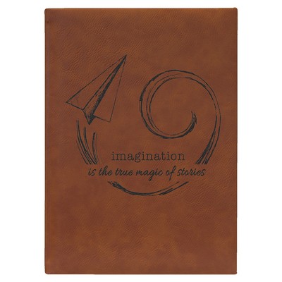 Rawhide Brown Large Leatherette Journal with Lined Notepad - Laser Engraves to Black