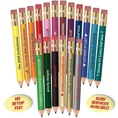 Golf Green Round Golf Pencils with Erasers