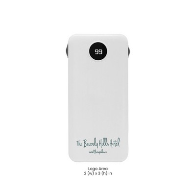 iMojo 10000 mAh Power Bank, Built-in Cable , White