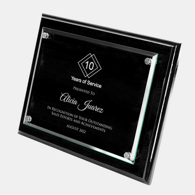 Floating Glass Plate on Gloss Blackwood Plaque (L)
