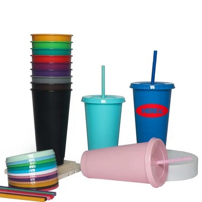 Durable Plastic Straw Stadium Drinking Cup(Ocean)