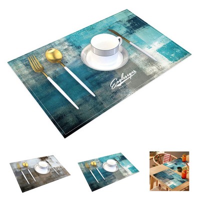 Oil Painting Doodle Pattern Linen Table Mat