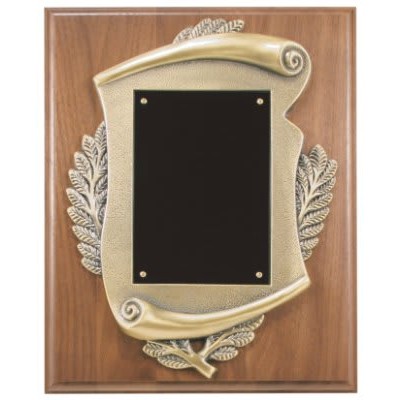 Genuine Walnut Plaque w/ Scroll Frame & Plate