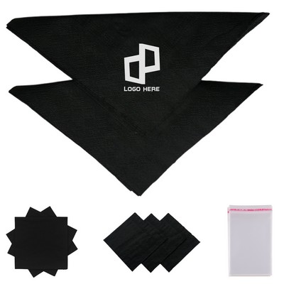 13 x 13" Wave Pattern Silver-Foiled Black Napkin