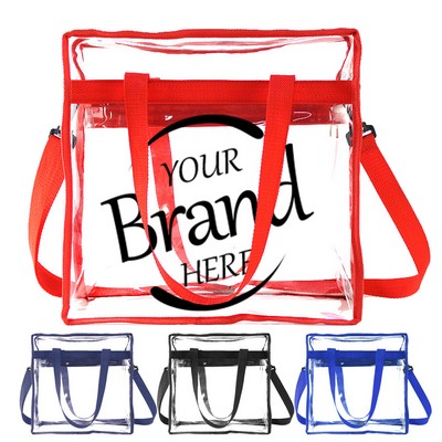Zipper Closure PVC Crossbody Tote Bag