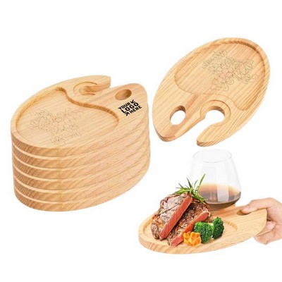 Wooden Serving Tray with Wine Holder