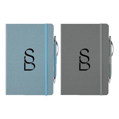 Crosshatch PU Notebook With Pen