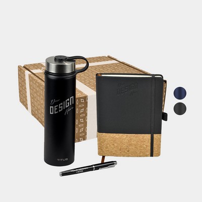 TiTUS® 25 oz Sports Water Bottle, Mulch Executive Notebook & Pen Gift Set