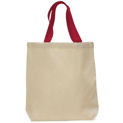 Q-Tees Canvas Tote w/Colored Handles