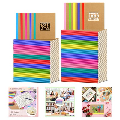 60 Pages 5.8 x 8.3" Soft Cover Lined Composition Notebook - A5 Kraft Paper