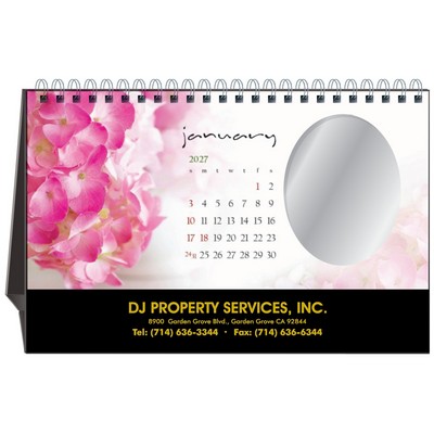 Blossoms 2026 Mirror Desktop Calendar w/Gold Imprint