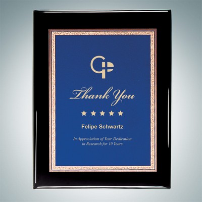 Black Piano Finish Wall Plaque w/Blue Victory Plate (Medium)