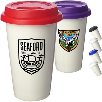 11 oz. Double Wall Ceramic Custom Tumblers W/ Lid