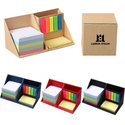 Foldable Sticky Note Organizer with Colorful Notes, Page Markers & Pen Holder