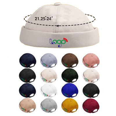 Brimless Hat Docker Cap Adjustable Skull Caps